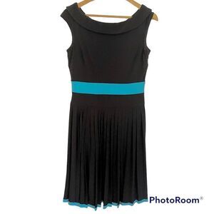 Evan-Picone Pleated Black Dress 